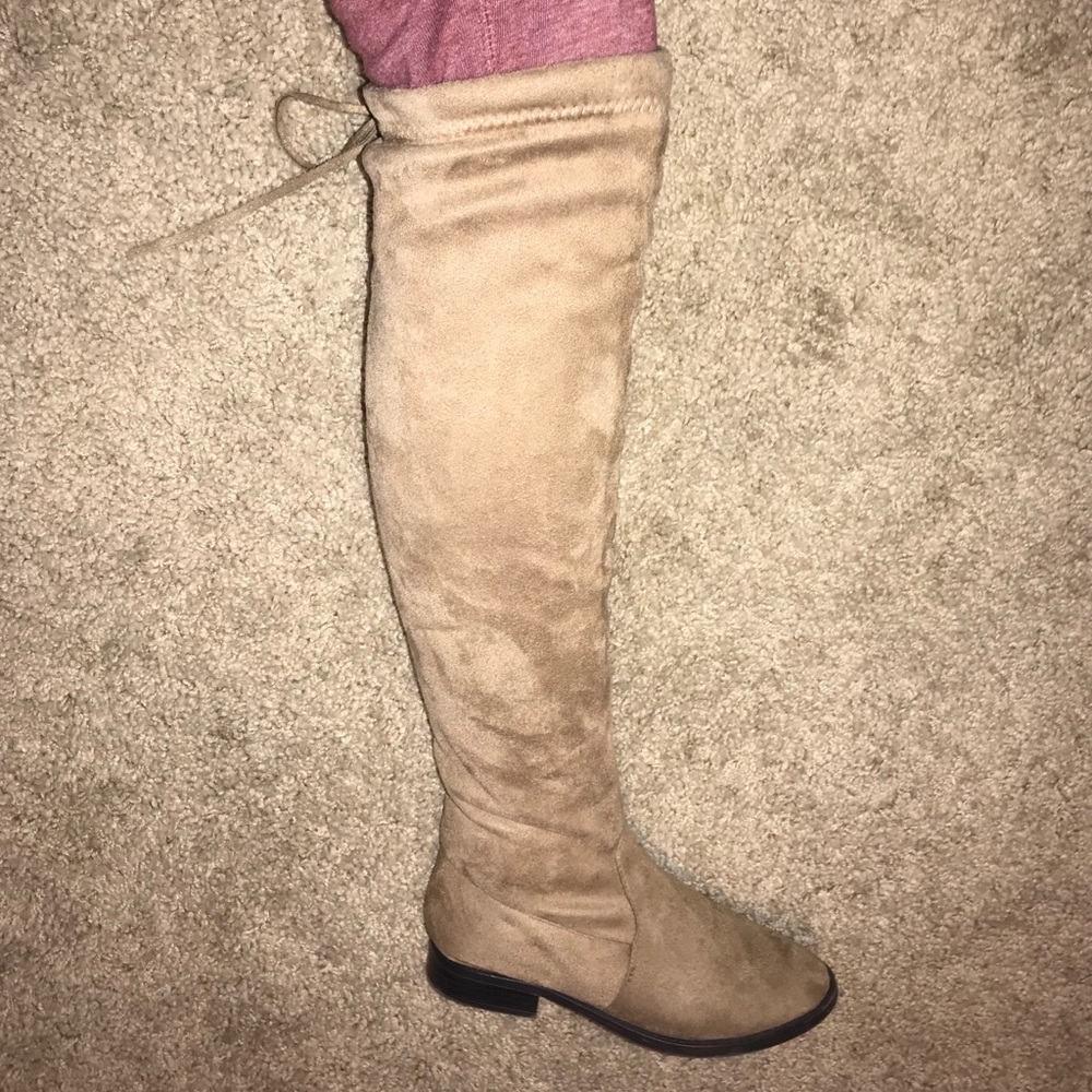 Charlotte Russe suede Over the knee tie up boots
